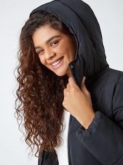 Roman Black Hooded Padded Short Coat - Image 4 of 5