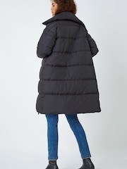 Roman Black Funnel Neck Longline Puffer Coat - Image 2 of 5