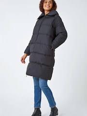 Roman Black Funnel Neck Longline Puffer Coat - Image 3 of 5