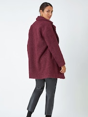 Roman Red Longline Teddy Coat - Image 2 of 5