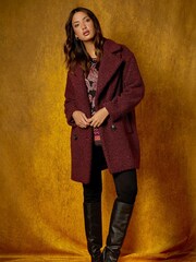 Roman Red Longline Teddy Coat - Image 3 of 5