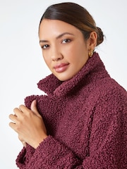 Roman Red Longline Teddy Coat - Image 4 of 5