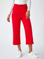 Roman Red Cropped Stretch Culottes - Image 1 of 5