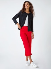 Roman Red Cropped Stretch Culottes - Image 3 of 5