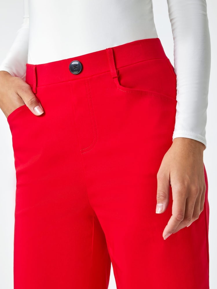 Roman Red Cropped Stretch Culottes - Image 5 of 5