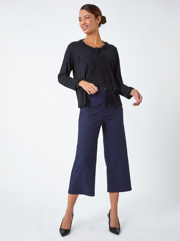 Roman Navy Blue Cropped Stretch Culottes - Image 4 of 5