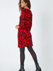 Roman Red Butterfly Print Knitted Stretch Dress - Image 2 of 5