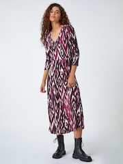 Roman Purple Abstract Aztec Print Midi Stretch Dress - Image 3 of 5