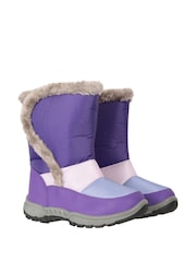 Botas de nieve de niño con forro de borreguito y ribete de pelo sintético Caribou de Mountain Warehouse - Imagen 1 de 6