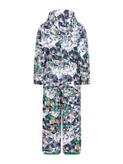Mountain Warehouse Aqua Blue Kids Cloud Printed Waterproof Fleece Lined Snowsuit - Image 2 of 6