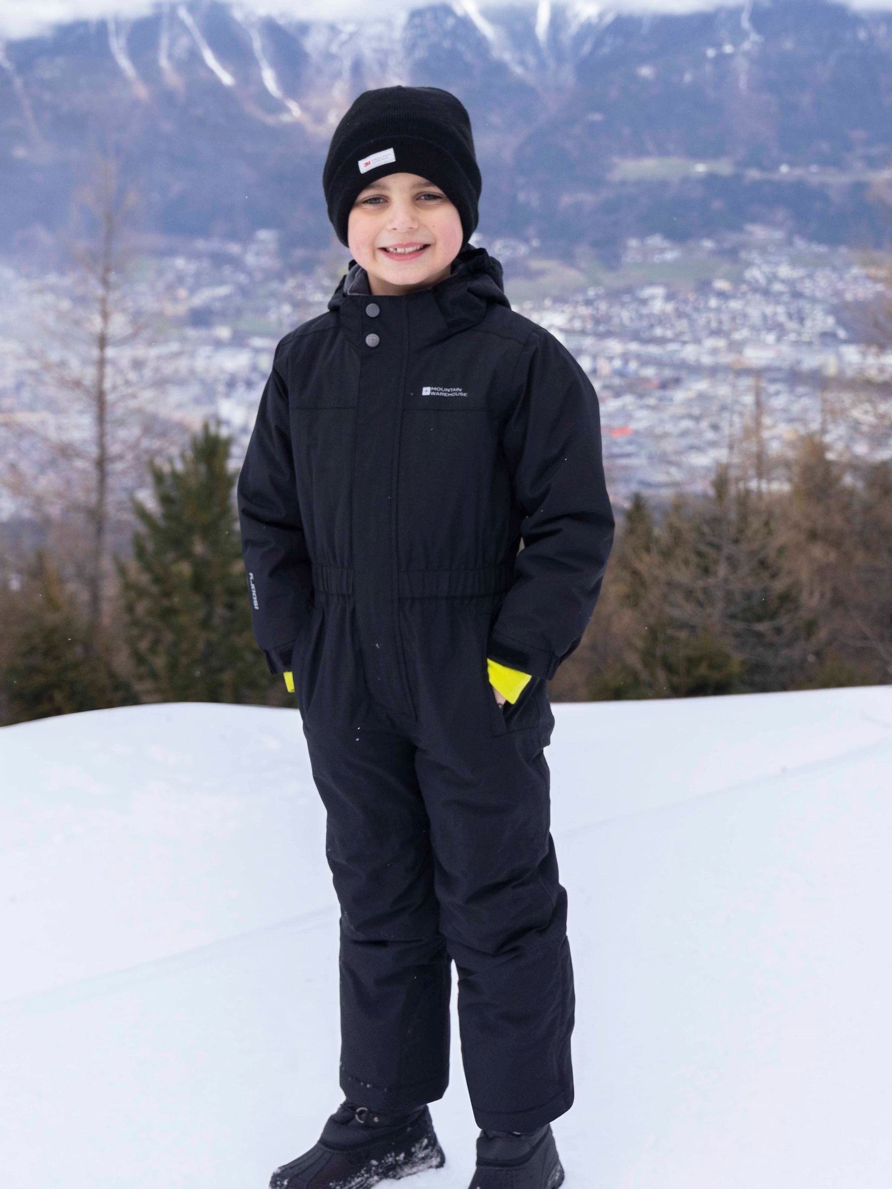 Buy Mountain Warehouse Black Cloud Kids All In One Waterproof Fleece Lined Snowsuit from Next Ireland