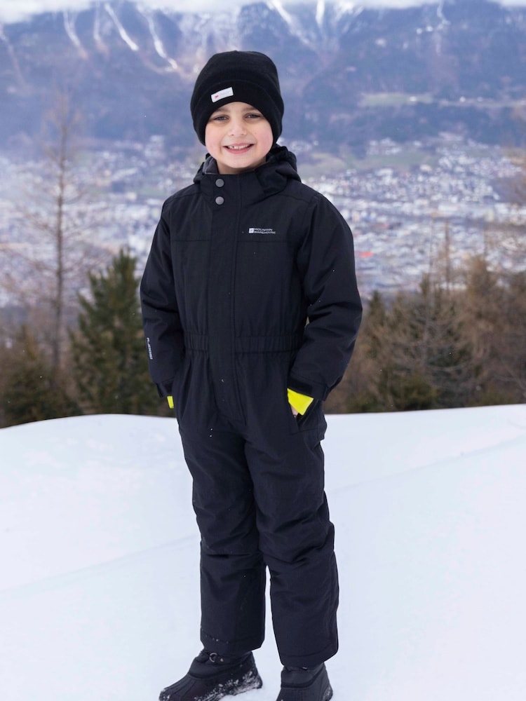 Mountain Warehouse Black Cloud Kids All In One Waterproof Fleece Lined Snowsuit - Image 1 of 6