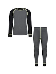Mountain Warehouse Grey Kids Merino II Thermal Top And Joggers Set - Image 1 of 5