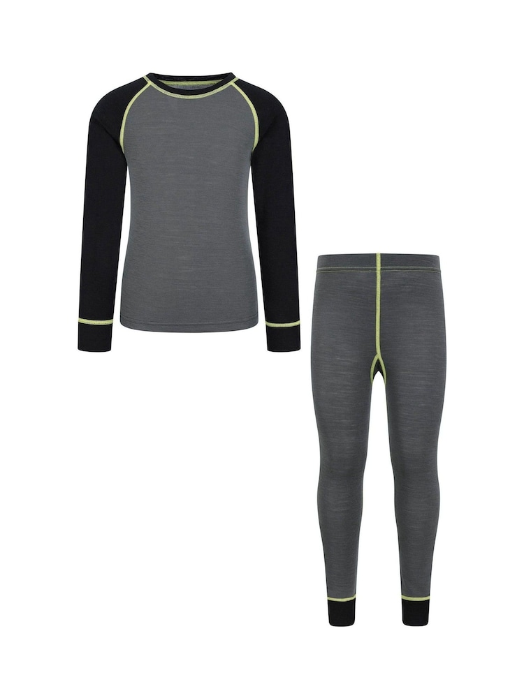 Mountain Warehouse Grey Kids Merino II Thermal Top And Joggers Set - Image 1 of 5
