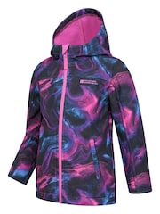 Mountain Warehouse Dark Purple Exodus Kids Printed Water-Resistant Softshell Jacket - Image 4 of 5