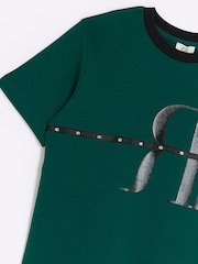 River Island Green Boys RR Logo Taped T-Shirt - Image 4 of 4