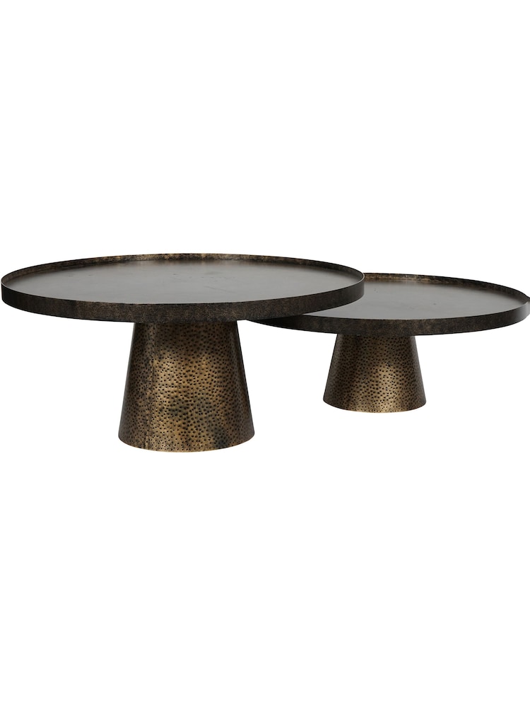 Libra Bronze Sandbanks Set of 2 Antique Coffee Tables - Image 2 of 4