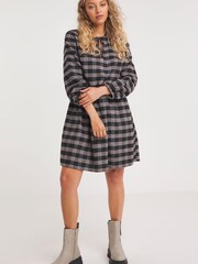 Simply Be Black Brushed Check Smock Dress - Image 1 of 4