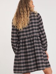 Simply Be Black Brushed Check Smock Dress - Image 2 of 4