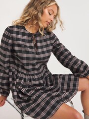 Simply Be Black Brushed Check Smock Dress - Image 3 of 4