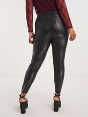 Simply Be Black PU Biker Leggings - Image 2 of 4