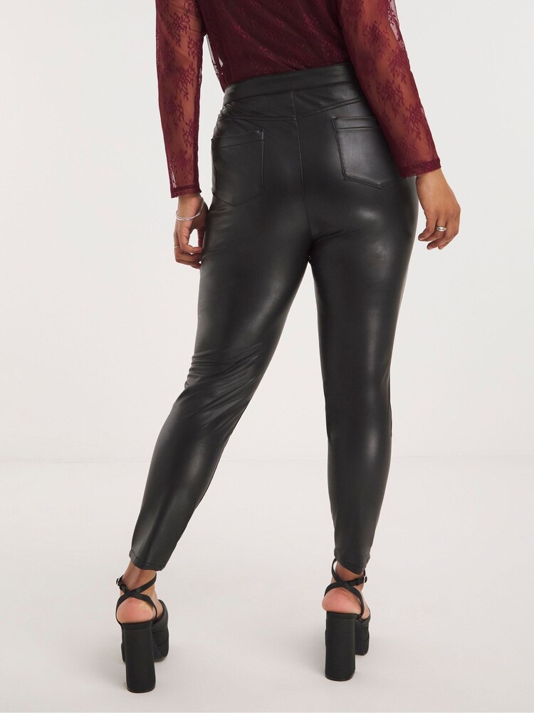 Simply Be Black PU Biker Leggings - Image 2 of 4