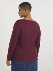 Simply Be Red Lace Square Neck Ribbed Top - Image 2 of 4
