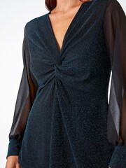 Roman Blue Petite Shimmer Chiffon Sleeve Top - Image 5 of 5
