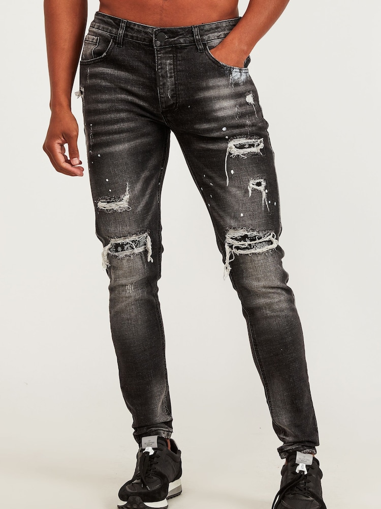 Alessandro Zavetti Damiano Slim Fit Denim Black Jeans - Image 1 of 7