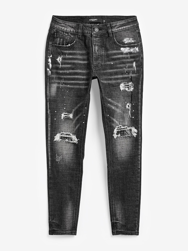 Alessandro Zavetti Damiano Slim Fit Denim Black Jeans - Image 7 of 7