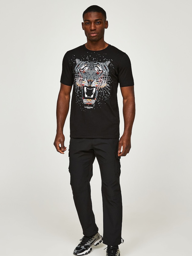Alessandro Zavetti Vitalo Black Cargo Trousers - Image 4 of 8