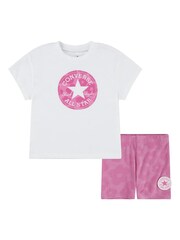 Converse Pink Chuck Patch T-Shirts and Biker Shorts Set - Image 1 of 4
