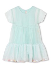 Billieblush Blue Glitter Hem Mesh Dress & Bloomer Set - Image 1 of 3