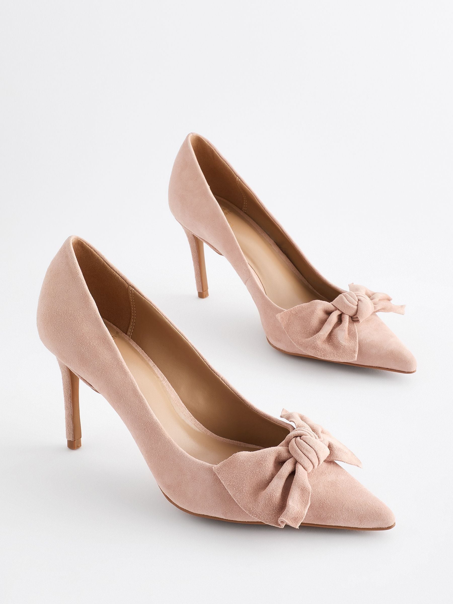 Nude Pink Forever Comfort Leather Bow Mid Court Shoes
