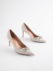 Pink Nude Forever Comfort® Leather Bow Mid Court Shoes - Image 3 of 8