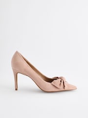 Pink Nude Forever Comfort® Leather Bow Mid Court Shoes - Image 4 of 8