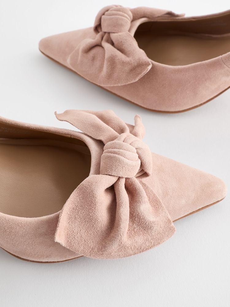 Pink Nude Forever Comfort® Leather Bow Mid Court Shoes - Image 8 of 8