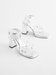 Silver Forever Comfort® Butterfly Block Heel Sandals - Image 1 of 5