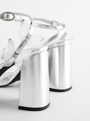 Silver Forever Comfort® Butterfly Block Heel Sandals - Image 3 of 5
