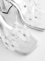 Silver Forever Comfort® Butterfly Block Heel Sandals - Image 4 of 5