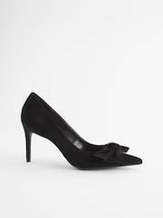 Black Forever Comfort® Leather Bow Mid Court Shoes - Image 4 of 7