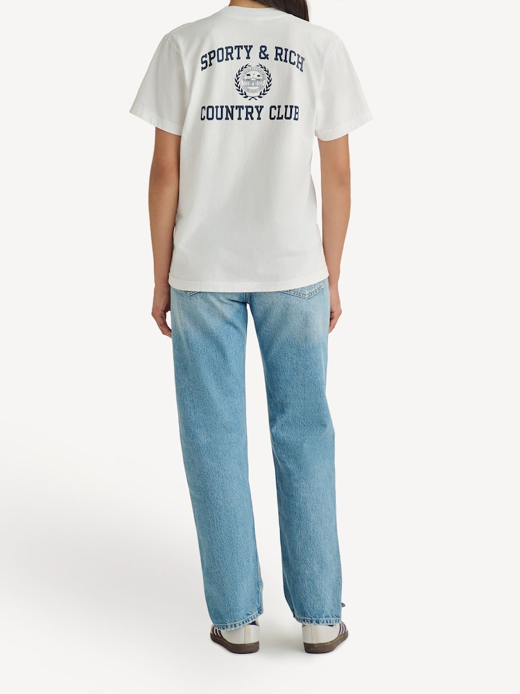 Sporty & Rich White Varsity Crest T-Shirt - Image 2 of 4 Sporty & Rich White Varsity Crest T-Shirt - Image 2 of 4
