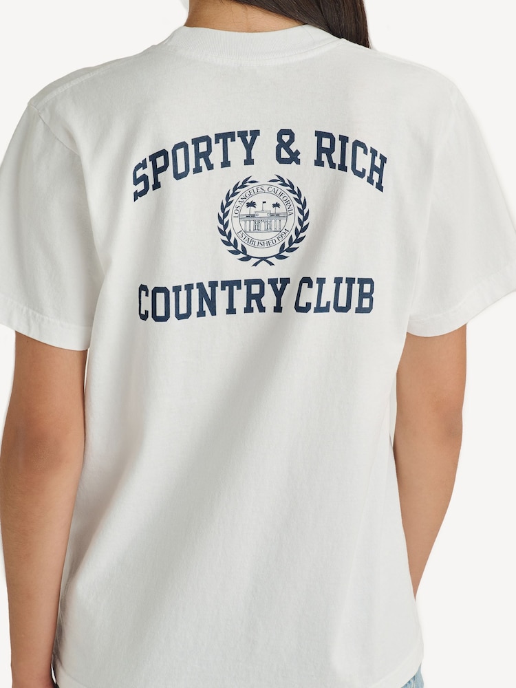 Sporty & Rich White Varsity Crest T-Shirt - Image 4 of 4 Sporty & Rich White Varsity Crest T-Shirt - Image 4 of 4