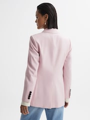 Reiss Pink Evelyn Tailored Wool Blend Double Breasted Blazer - Image 5 of 7