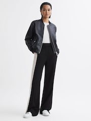 Reiss Black Saffron Contrast Side Wide Leg Trousers - Image 4 of 5