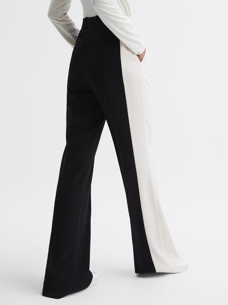 Reiss Black Saffron Contrast Side Wide Leg Trousers - Image 5 of 5