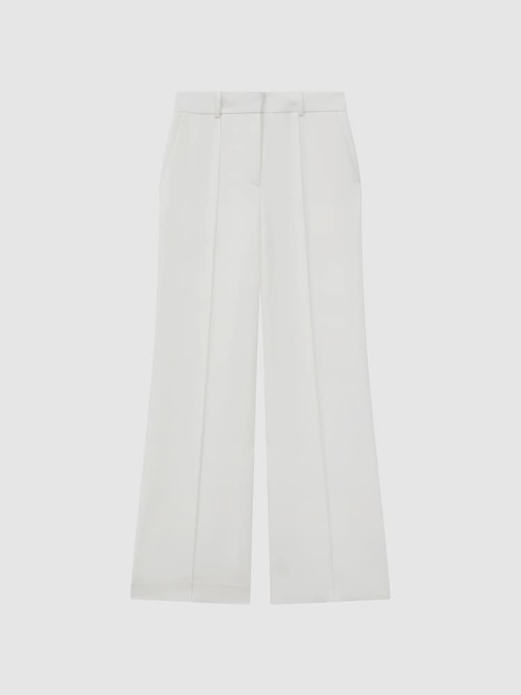 Reiss White Sienna Crepe Wide Leg Suit Trousers - Image 2 of 7