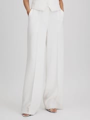 Reiss White Sienna Crepe Wide Leg Suit Trousers - Image 3 of 7