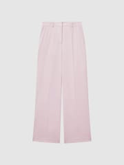 Reiss Pink Evelyn Wool Blend Mid Rise Wide Leg Trousers - Image 2 of 5