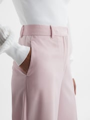 Reiss Pink Evelyn Wool Blend Mid Rise Wide Leg Trousers - Image 4 of 5